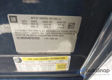 2012 Chevrolet Malibu Ls z USA, uszkodzony, nr VIN 1G1ZB5E04CF297629